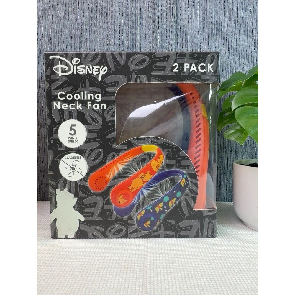 Disney Winnie the Pooh Cooling Neck Fan 2 Pack Bladeless Rechargeable 5 Speed
